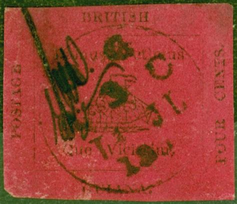 British Guiana 1856 4c Black/Magenta SG24 Fine Used Cut Square Example ...