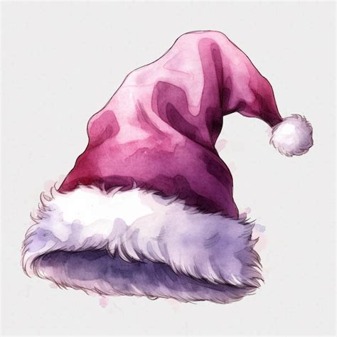 Premium AI Image | There is a watercolor painting of a santa hat on a white background generative ai