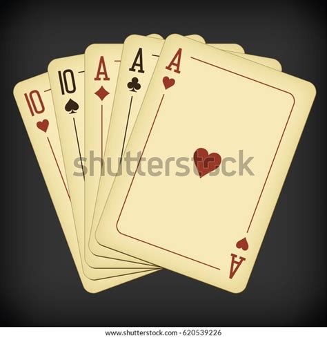 Full House Vintage Playing Cards Vector Stock Vector (Royalty Free ...