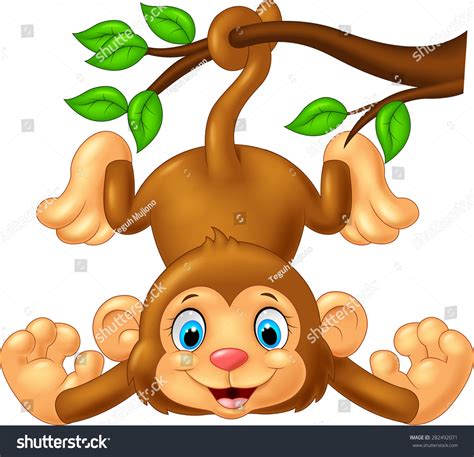 Cute Cartoon Monkeys Hanging