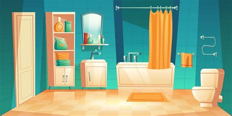 Modern bathroom interior with furniture cartoon 21973755 Vector Art at Vecteezy