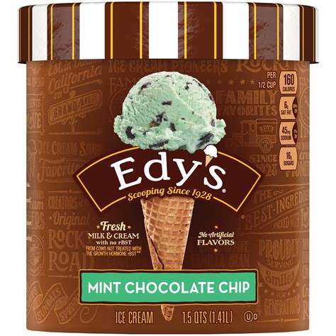 Edy's Mint Chocolate Chip Ice Cream, 1.5 qt Tub - Walmart.com - Walmart.com