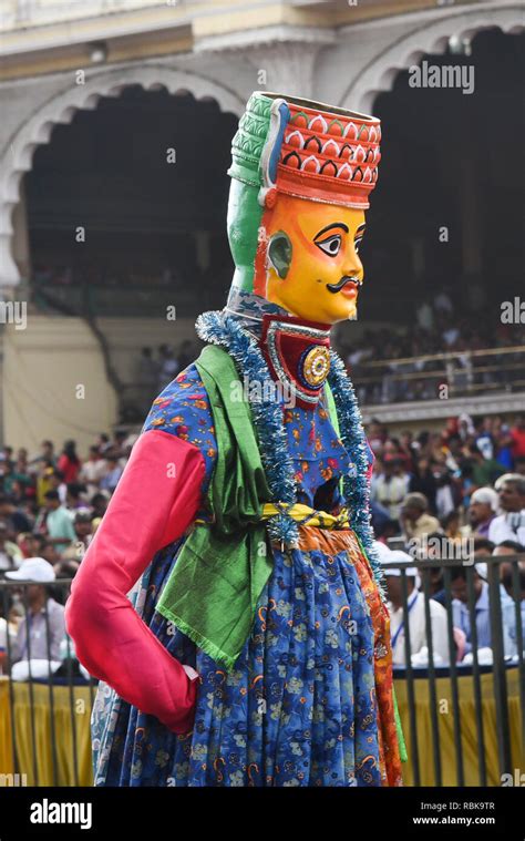 Mysore Dussehra celebration or Dasara festival procession at the Mysore ...