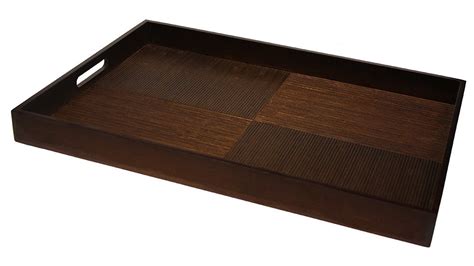 Simply Bamboo Brown Extra Large Rectangle Ribbed Bamboo Wood Serving Tray - 23" - Walmart.com