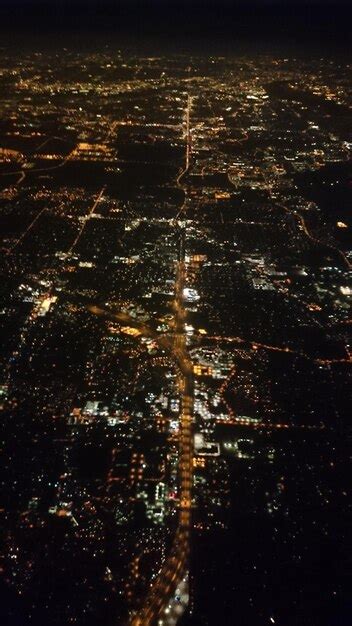 Premium Photo | Aerial view of city at night