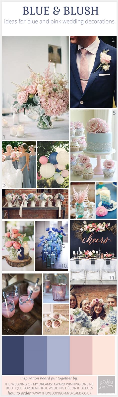 Blue And Blush Pink Wedding Decorations - Inspiration Board