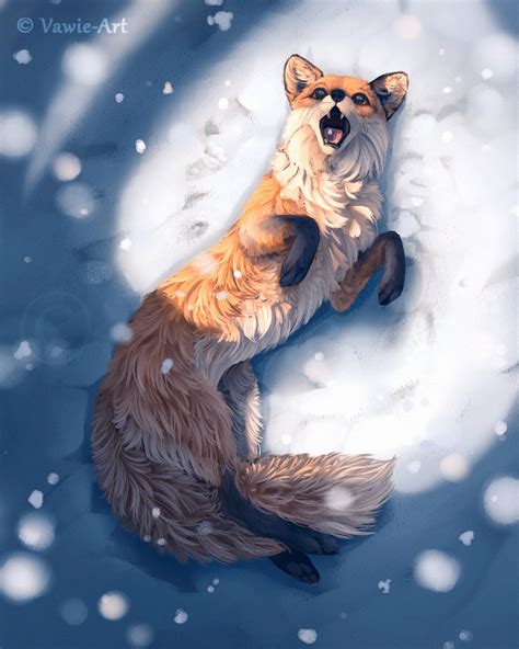 Fox in the Snow by Vawie-Art on DeviantArt