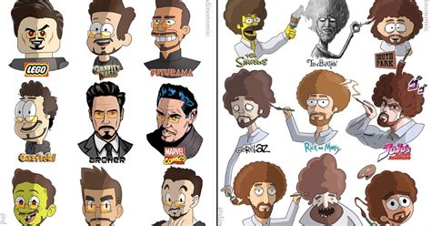 Celebrity Cartoon Drawing In Several Different Animation Styles