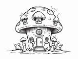 Simple Mushroom House Coloring  Page sketch template