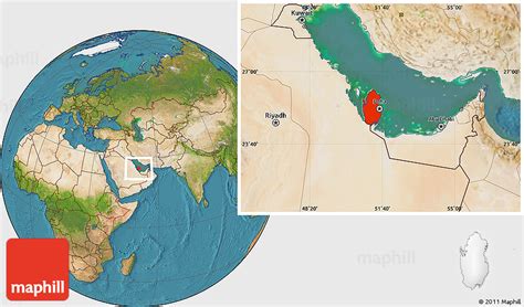 Satellite Location Map of Qatar