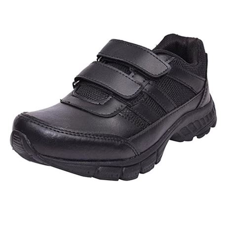 Daily wear Unisex Lotto Black Velcro School Shoes, Size: 1-5 at best ...