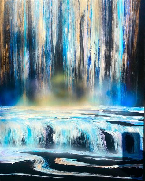 Light Falls - Glow In The Dark Painting - Glowing Art - Waterfall - Misty Waterfall - River ...