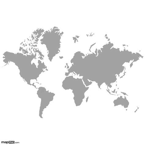World Map, White Outline