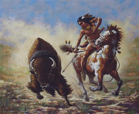 Buffalo Hunter Painting by Harvie Brown - Pixels