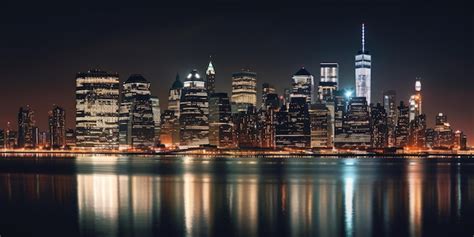 Premium AI Image | A night view of the manhattan skyline