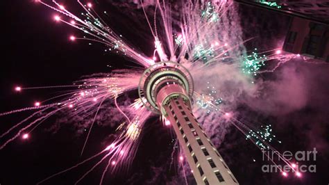 Skytower Fireworks Photograph by Gee Lyon - Pixels