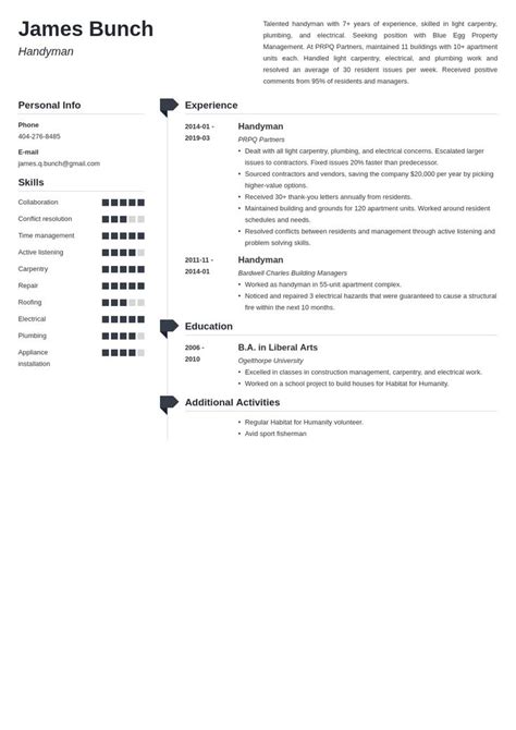 handyman resume example template muse | Resume examples, Resume, Job ...