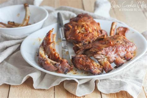 Slow Cooker Ribs with Homemade BBQ Sauce - Sweetphi