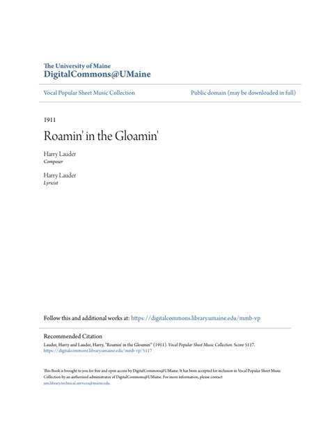 Roamin' in the Gloamin': Harry Lauder's 1911 Sheet Music for His Famous ...