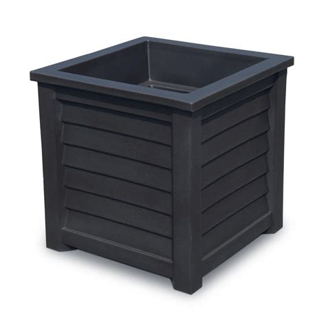 Mayne Lakeland 20 in. Square Black Plastic Planter-5867-B - The Home Depot