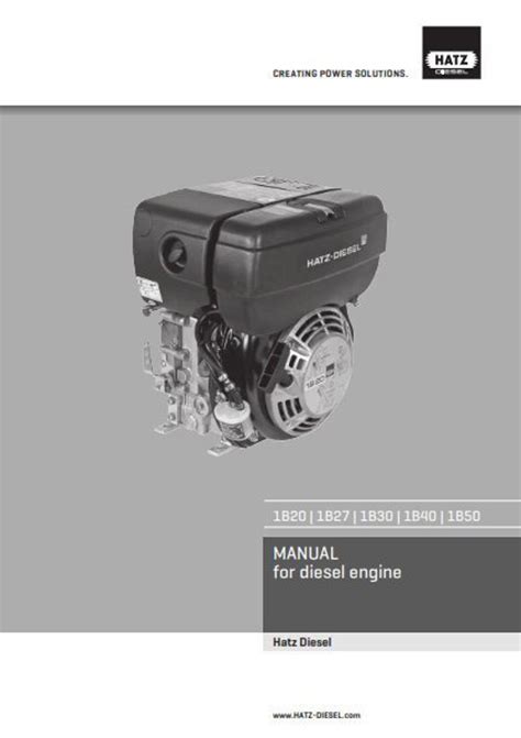 Hatz Diesel Engine Technical Description Manual 1B20 1B27 1B30 1B40 1B50 Commissioning Operating ...