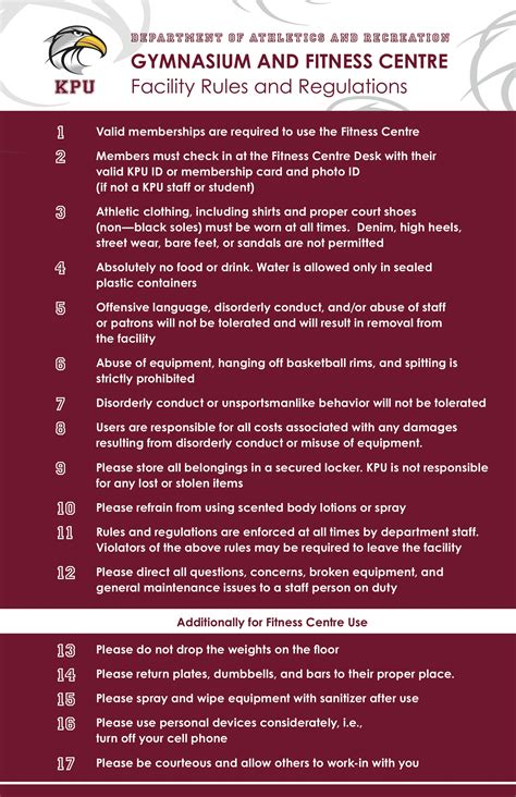 Athletics-Eagles_Gym_Rules_Regulations.jpg | Kwantlen Polytechnic University