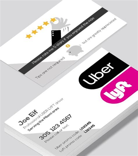 Uber Lyft new logo rating and tip business card - Modern Design | Modern business cards design ...