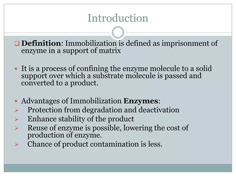 Immobilized Enzymes, Immobilization Techniques, Examples - Biochemical | PPT | Free Download