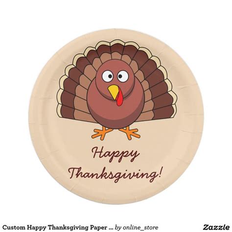 Custom Happy Thanksgiving Paper Plates Turkey 7 Inch Paper Plate | Thanksgiving paper, Paper ...