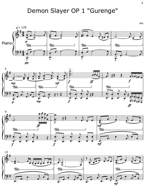 Demon Slayer OP 1 "Gurenge" - Sheet music for Piano