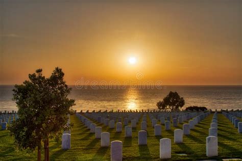 Sunset at a National Cemetery Stock Image - Image of banner, cemetery: 117762573