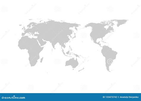 Grey World Map Vector Flat Design, Asia in Center. Stock Vector - Illustration of simple ...