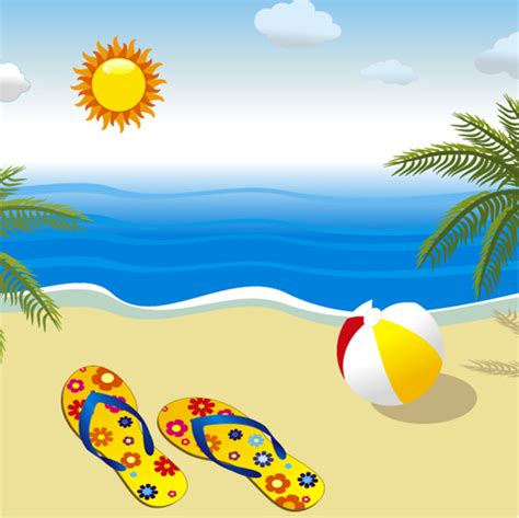 Sunny beach design vector background 05 free download