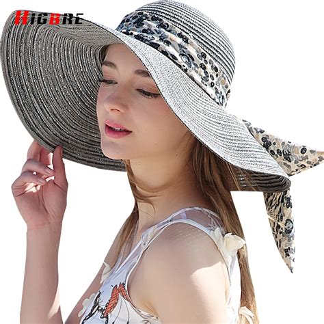 New Casual Fold Ladies Sun Hats UV Protection Straw Cap Sun Hat For Women Summer Beach With Big ...