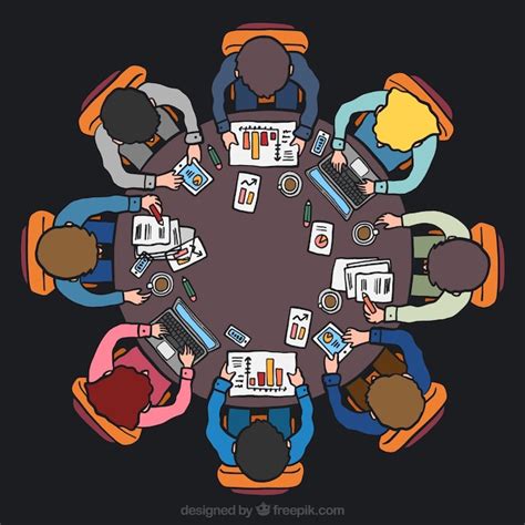 Free Vector | Business meeting with a round table