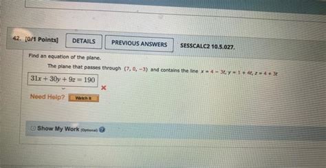 Solved Find an equation of the plane. The plane that passes | Chegg.com