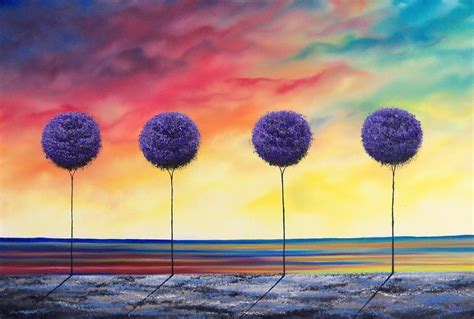 Bing Art by Rachel Bingaman: Abstract Landscape Painting, Lollipop Tree Abstract Art, 24 x 36 ...