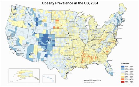 Obesity prevalence in the United States - Vivid Maps | Map, Infographic map, United states