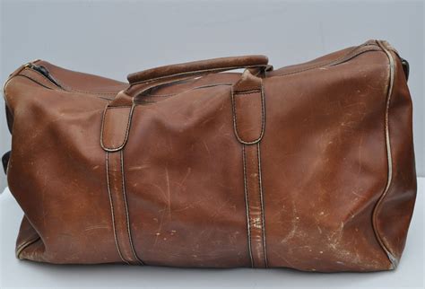 vintage leather duffle bag duffel vintage 1970s leather