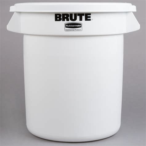 Rubbermaid BRUTE 10 Gallon White Ingredient Bin / Trash Can and Lid