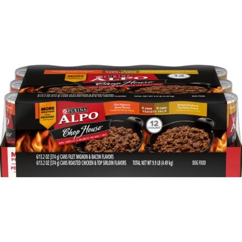 ALPO Chop House Filet Mignon Flavor & Roasted Chicken Flavor Wet Dog Food Variety Pack 12 Count ...