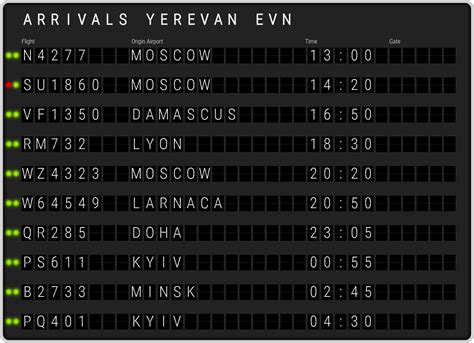 Yerevan Zvartnots Airport [EVN] Arrivals & Flight Schedules