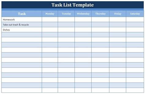 Task List Template | Free Manual Templates