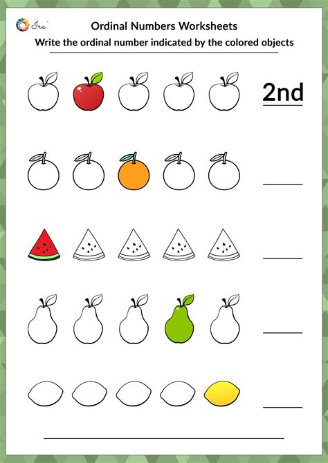 Match Ordinal Numbers Worksheet