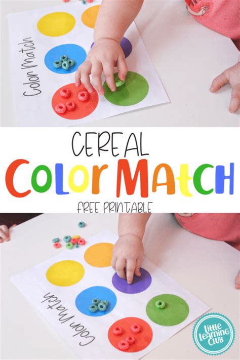 Cereal Color Match Printable | Toddler learning activities, Learning ...