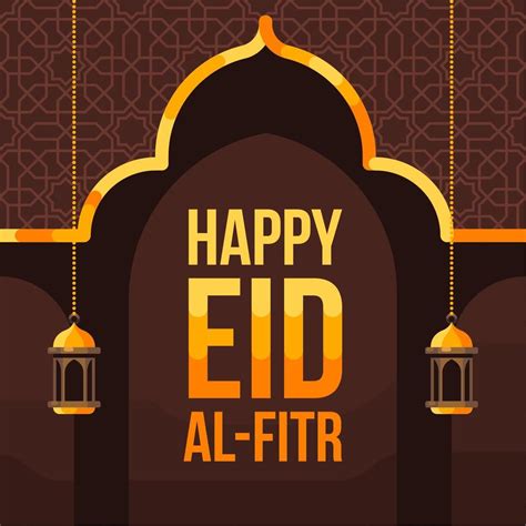 Happy Eid Al Fitr Background With Mosque Silhouette 1217496 Vector Art ...