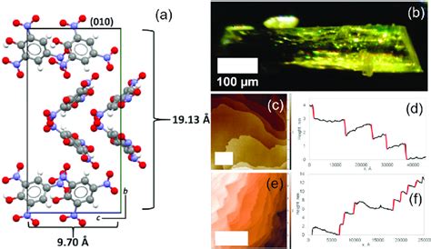 Single crystals of picric acid. (a) Crystallographic unit cell of PA ...