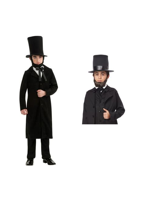 Abraham Lincoln Boys Costume and Beard Set - Patriotic Costumes