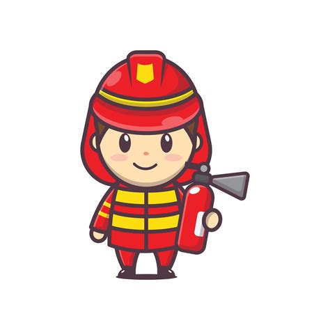 cute firefighter cartoon mascot illustration 5457827 Vector Art at Vecteezy