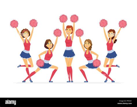 Cheerleading team - modern cartoon people characters illustration Stock ...